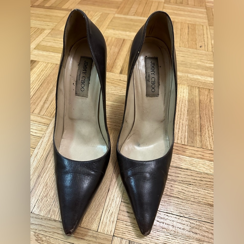 Jimmy Choo Brown Leather Stilettos